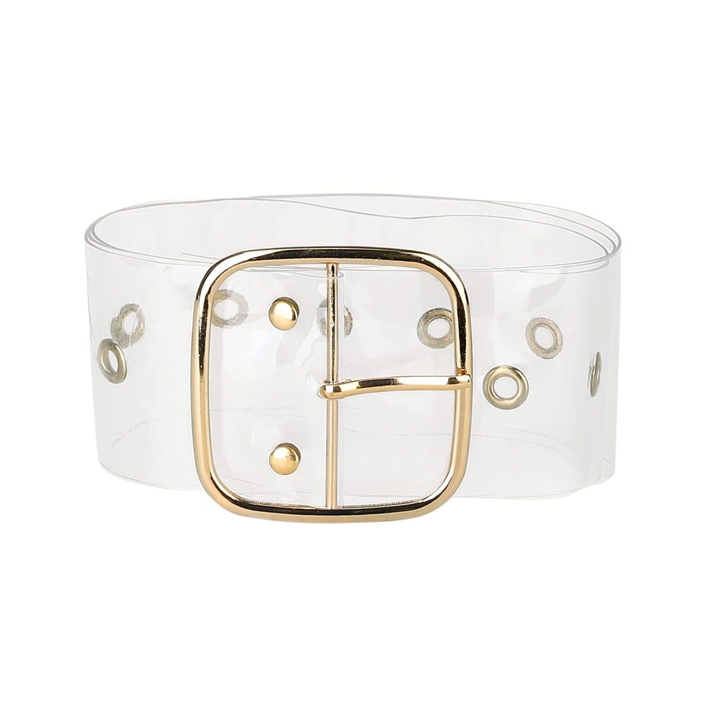 8681 Womens Grommet Clear Wide Waist Belts For Dresses Transparent Pin
